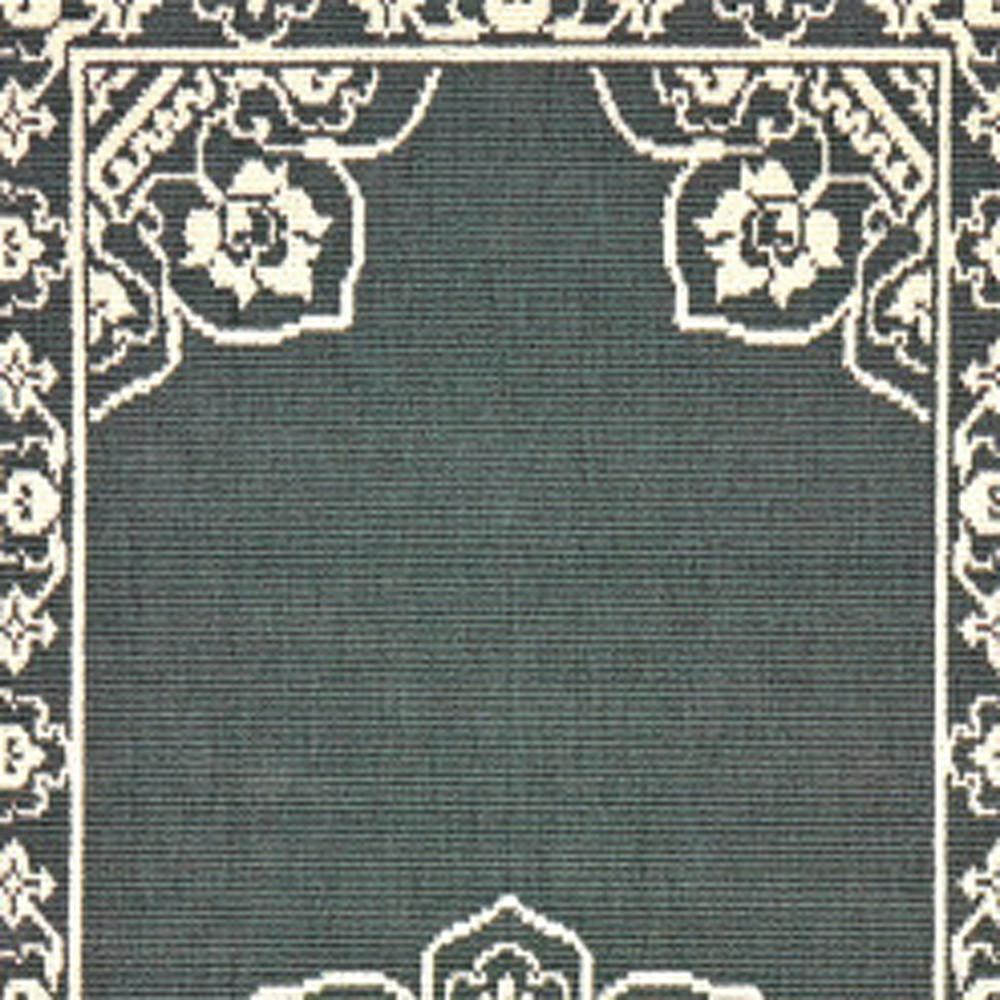 2' X 8' Gray and Ivory Oriental Stain Resistant Indoor Outdoor Area Rug. Picture 3