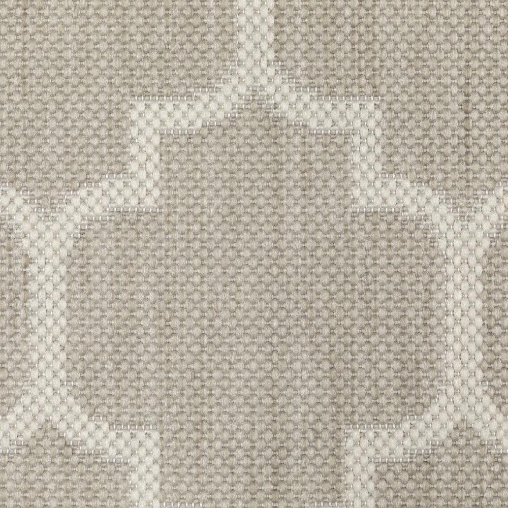 2' X 7' Gray and Ivory Geometric Stain Resistant Indoor Outdoor Area Rug. Picture 9