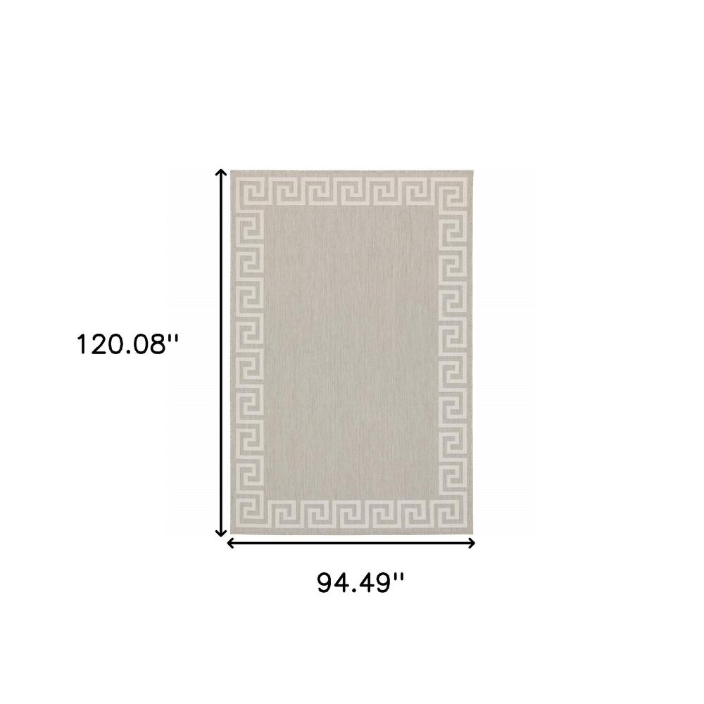 8' x 10' Gray and Ivory Stain Resistant Indoor Outdoor Area Rug. Picture 8
