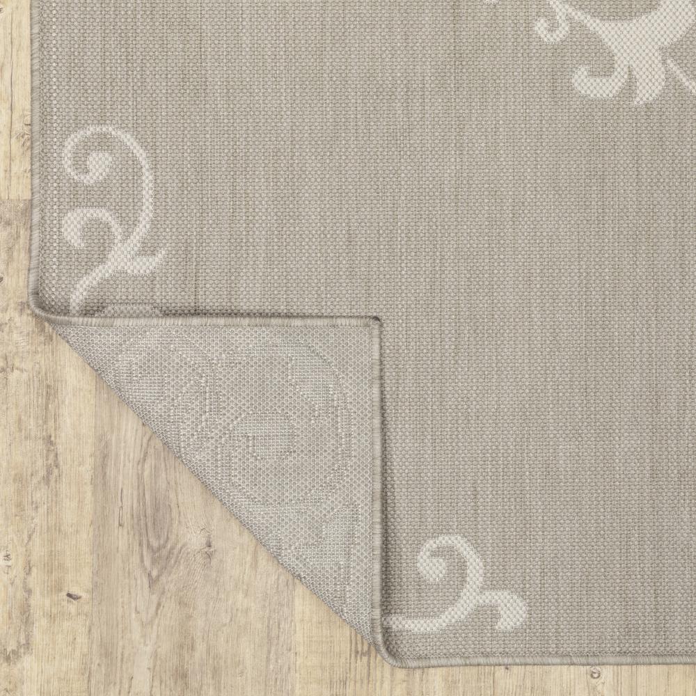 2' X 7' Gray and Ivory Oriental Stain Resistant Indoor Outdoor Area Rug. Picture 6