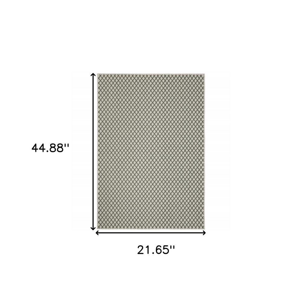2' X 4' Beige Geometric Stain Resistant Indoor Outdoor Area Rug. Picture 9