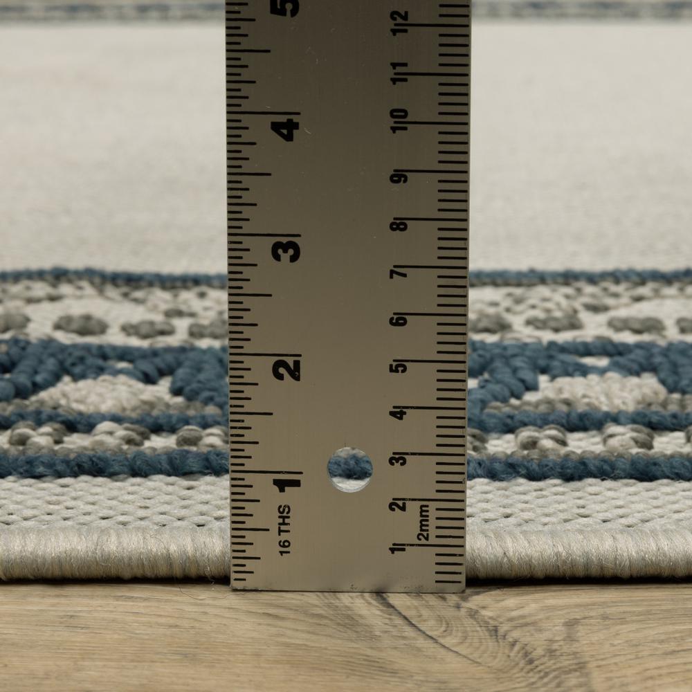 2' X 4' Blue and Beige Stain Resistant Indoor Outdoor Area Rug. Picture 9