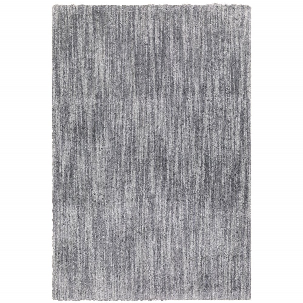 5' X 8' Grey Shag Power Loom Stain Resistant Area Rug. Picture 1