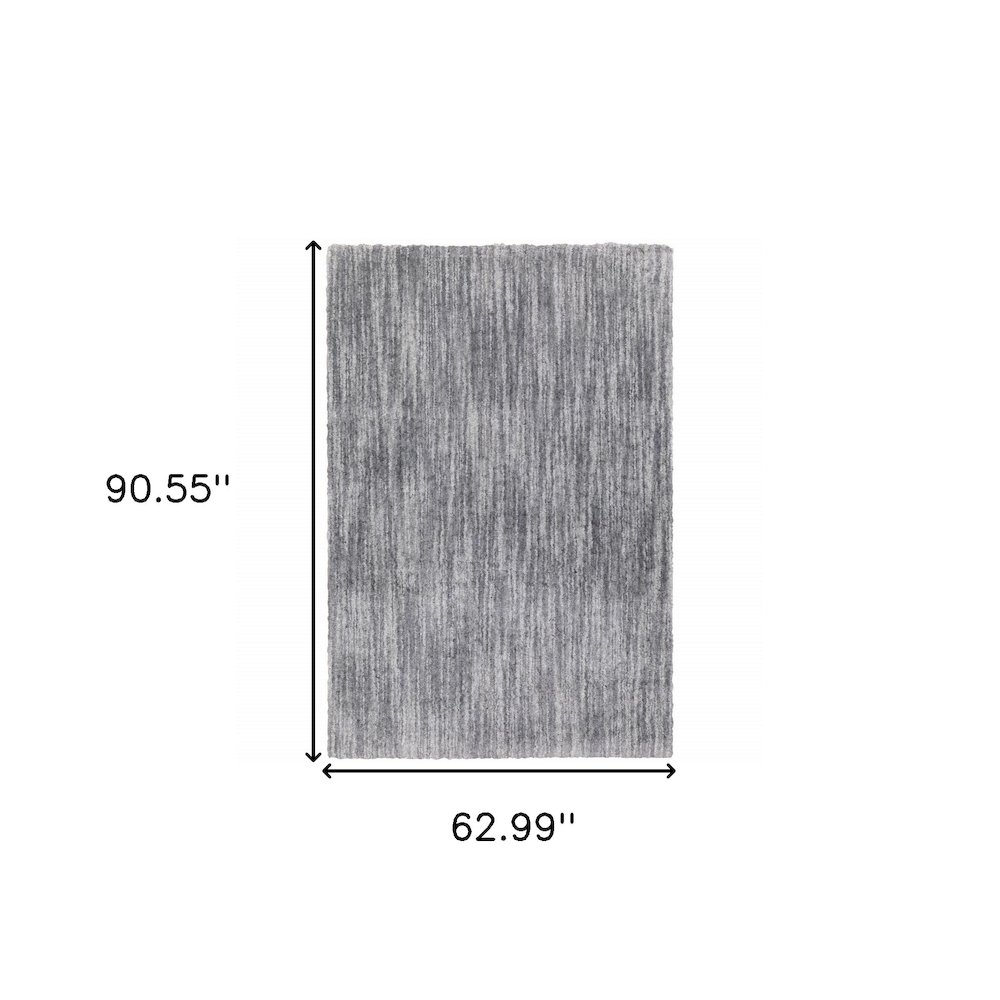 5' X 8' Grey Shag Power Loom Stain Resistant Area Rug. Picture 7