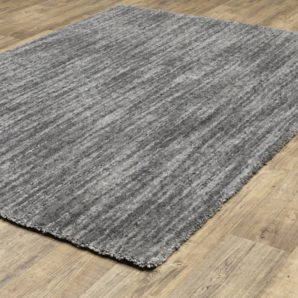 5' X 8' Grey Shag Power Loom Stain Resistant Area Rug. Picture 4