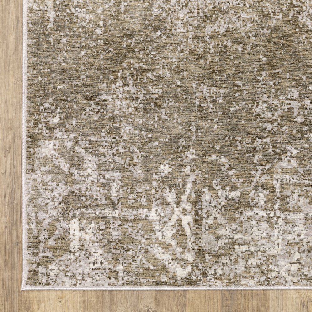 Ivory Grey Tan Brown And Beige Abstract Power Loom Stain Resistant Area Rug. Picture 3