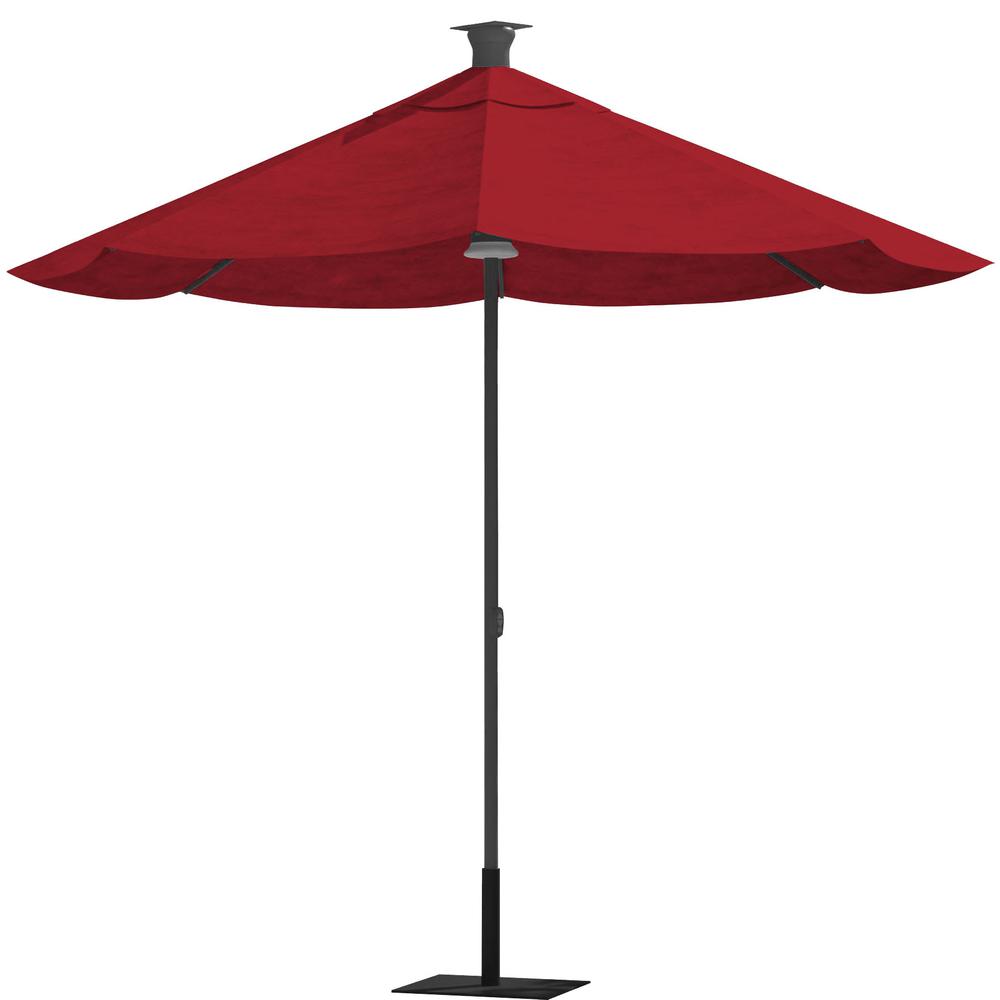 9' Red Sunbrella Octagonal Lighted Market Patio Umbrella. Picture 1