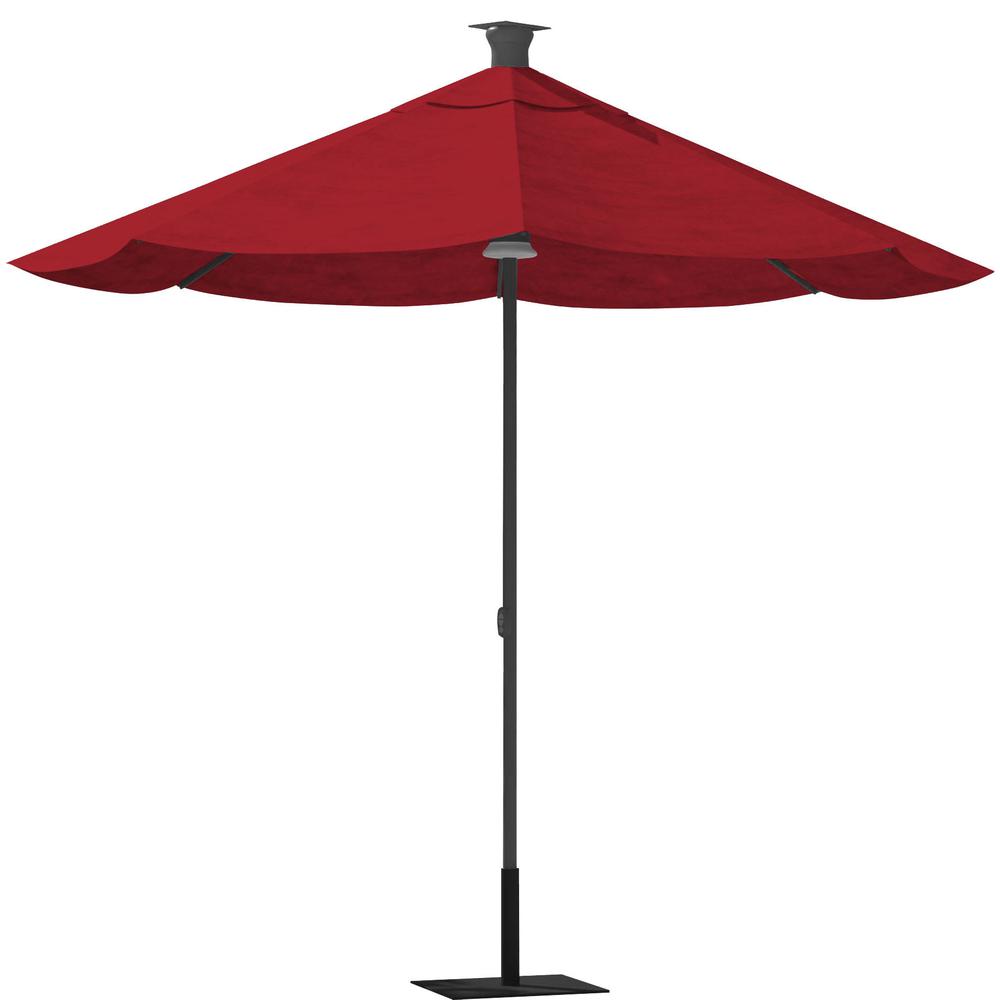 9' Red Sunbrella Octagonal Lighted Market Patio Umbrella. Picture 2