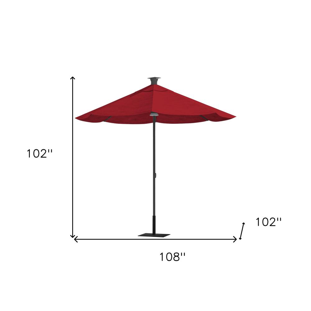 9' Red Sunbrella Octagonal Lighted Market Patio Umbrella. Picture 4