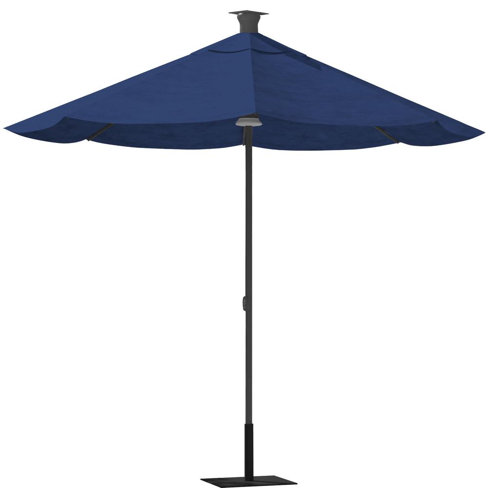 9' Blue Sunbrella Octagonal Lighted Market Patio Umbrella with USB and Solar. Picture 3