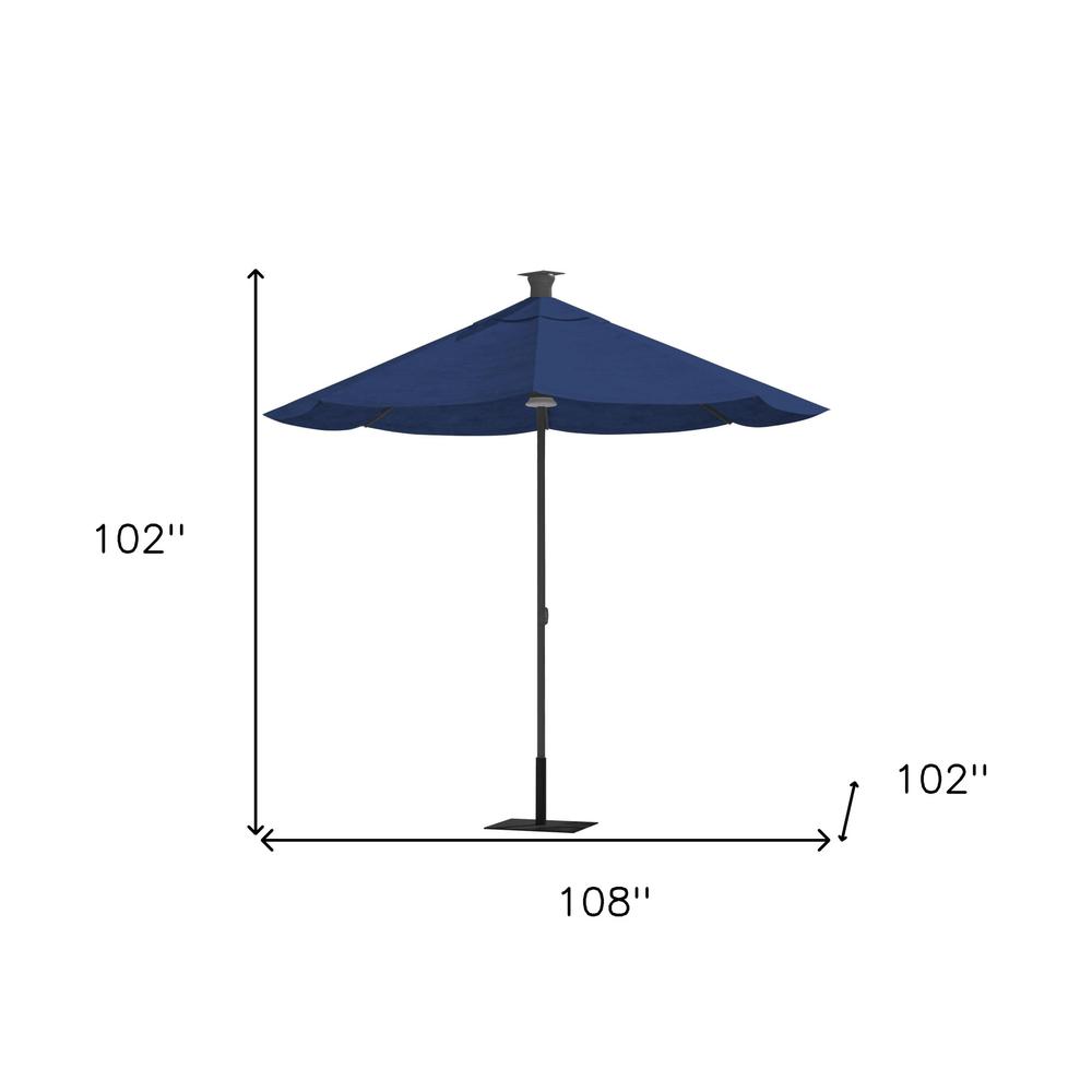 9' Blue Sunbrella Octagonal Lighted Market Patio Umbrella with USB and Solar. Picture 4