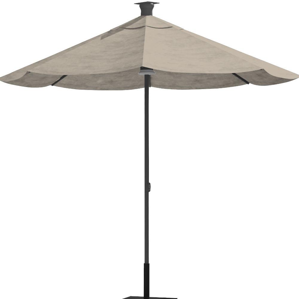 9' Gray Sunbrella Octagonal Lighted Market Patio Umbrella with USB and Solar. Picture 3
