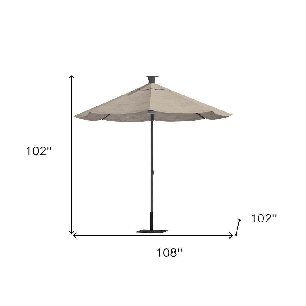 9' Gray Sunbrella Octagonal Lighted Market Patio Umbrella with USB and Solar. Picture 4