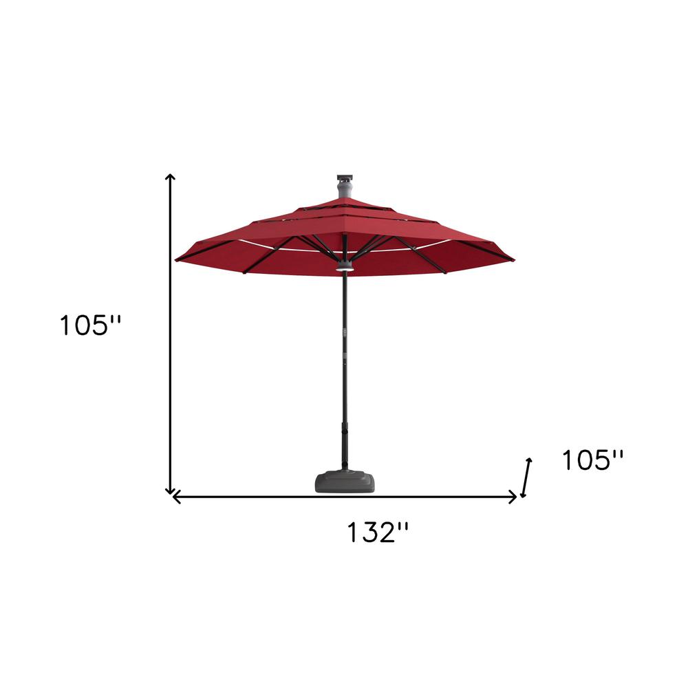 11' Red Sunbrella Octagonal Lighted Smart Market Patio Umbrella. Picture 4