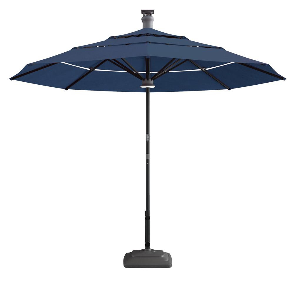 11' Blue Sunbrella Octagonal Lighted Smart Market Patio Umbrella. Picture 1
