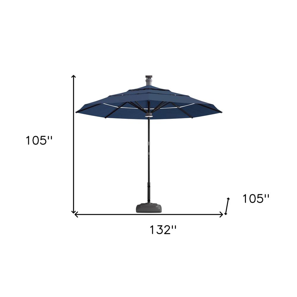 11' Blue Sunbrella Octagonal Lighted Smart Market Patio Umbrella. Picture 4