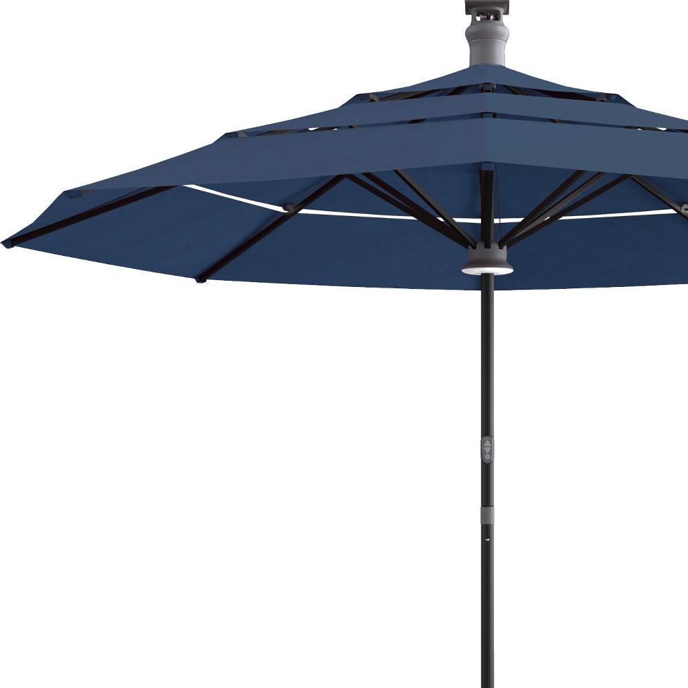 11' Blue Sunbrella Octagonal Lighted Smart Market Patio Umbrella. Picture 2