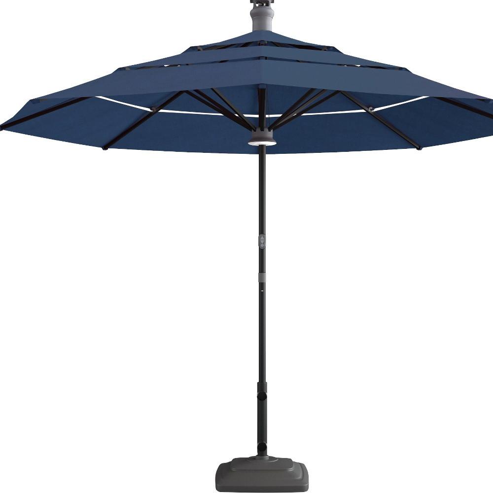 11' Blue Sunbrella Octagonal Lighted Smart Market Patio Umbrella. Picture 3