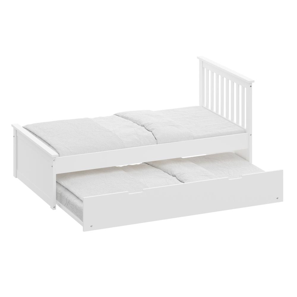 White Solid Wood Twin Bed With Pull Out Trundle. Picture 3