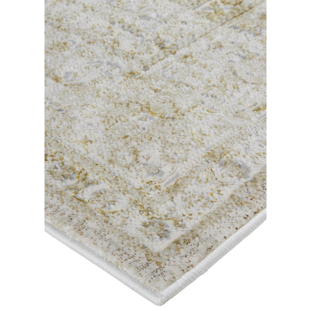 2' X 3' Ivory And Gold Floral Stain Resistant Area Rug. Picture 4