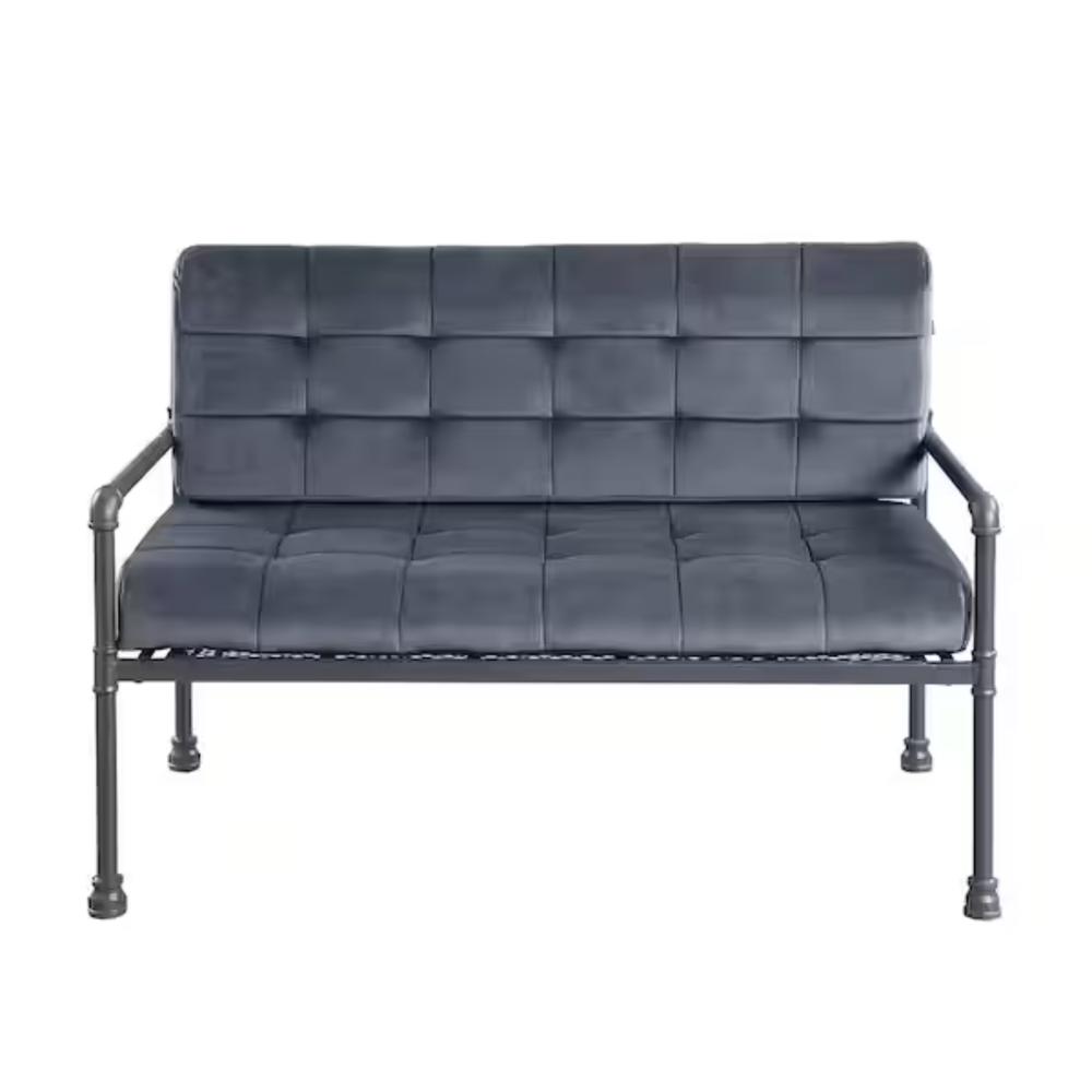 51" Gray Tufted Velvet And Gray Love Seat. Picture 1