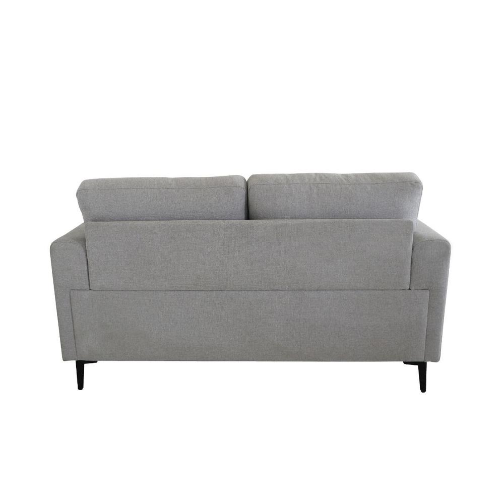 61" Light Gray 100% Linen And Black Love Seat. Picture 2