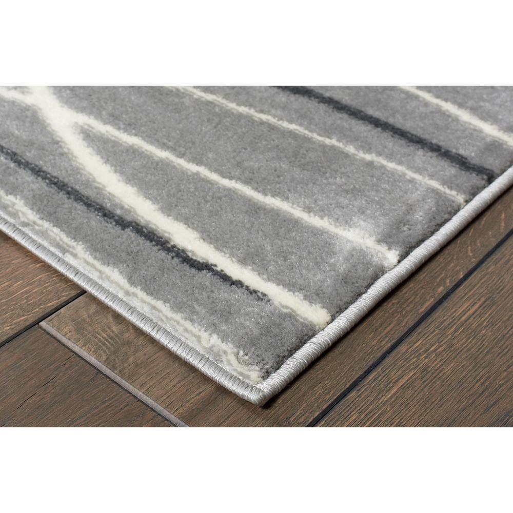 5' X 7' Gray And White Abstract Stain Resistant Indoor Outdoor Area Rug. Picture 4