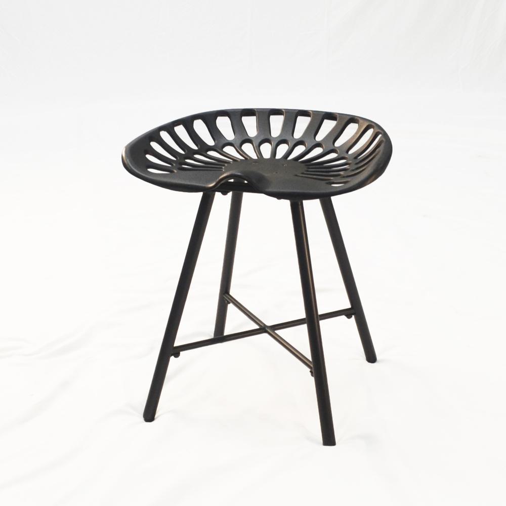 18" Black Metal Backless Chair. Picture 1
