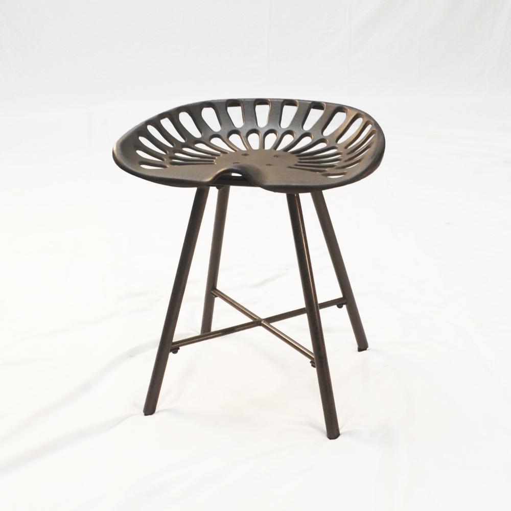 18" Copper Metal Backless Stool. Picture 1