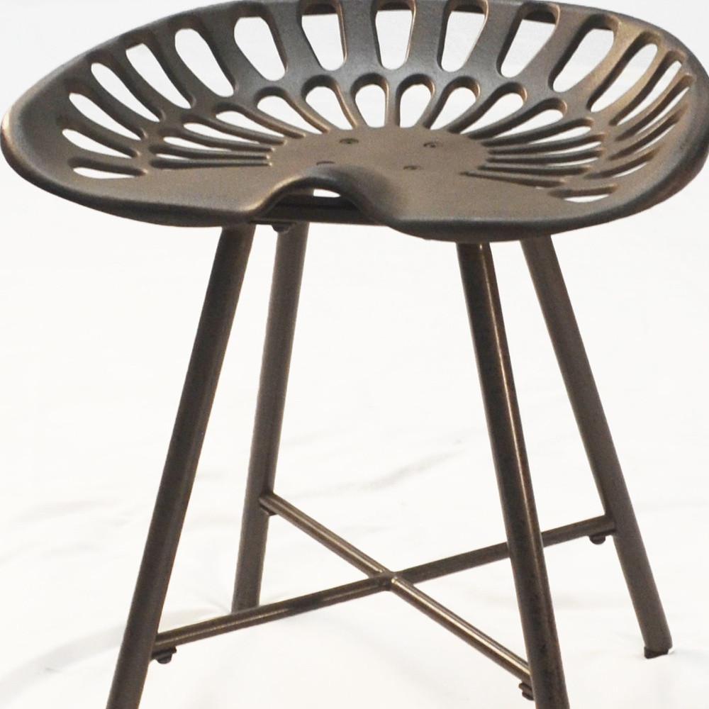 18" Copper Metal Backless Stool. Picture 4