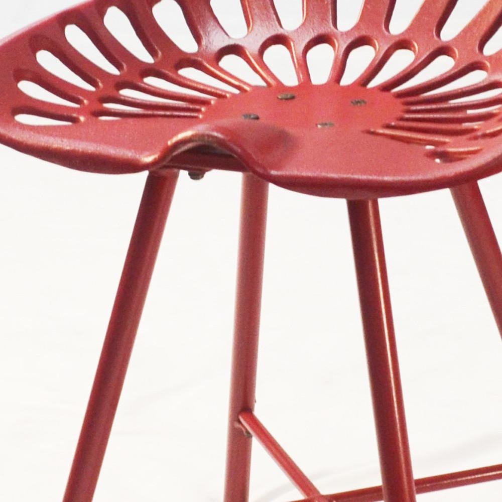 18" Red Metal Backless Stool. Picture 3