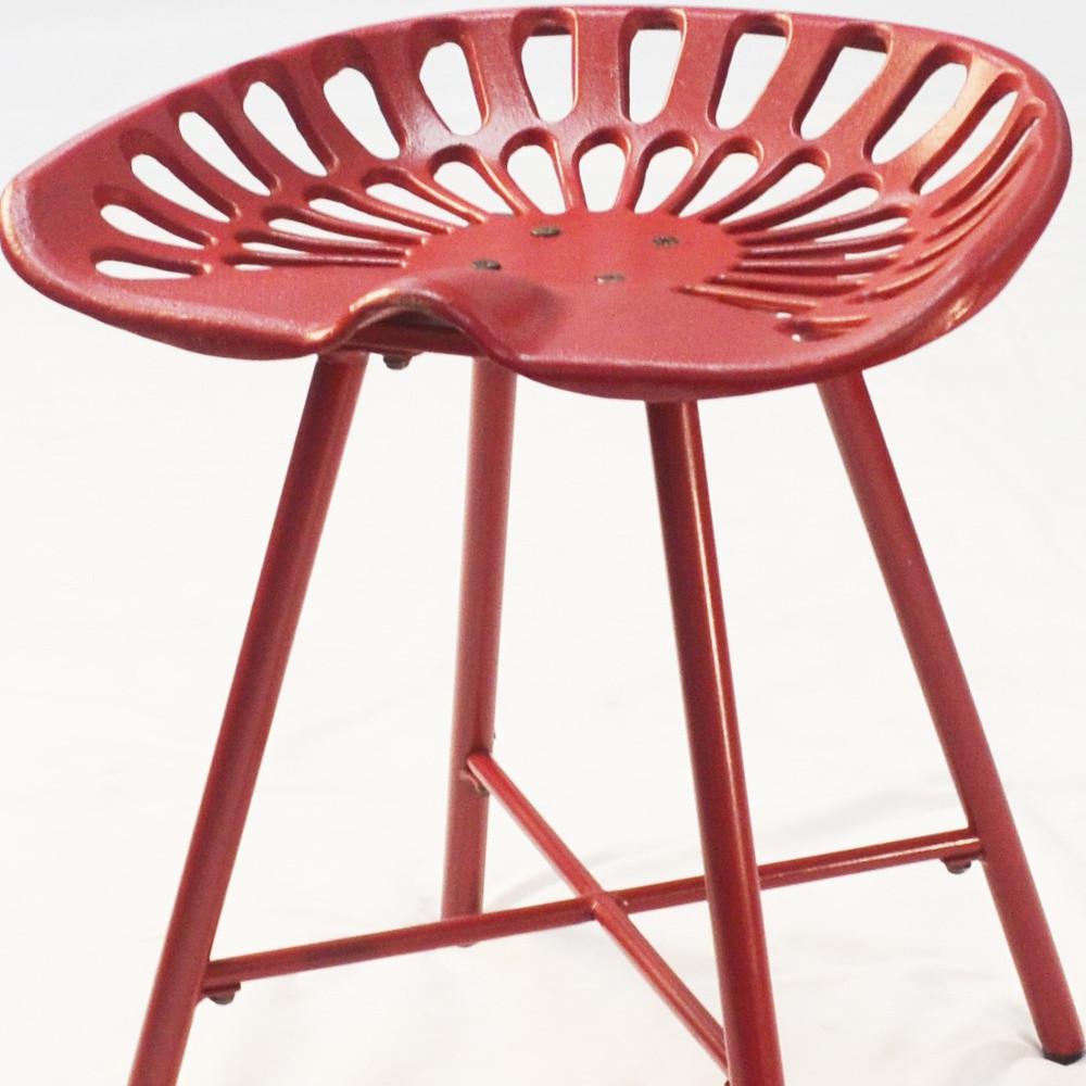 18" Red Metal Backless Stool. Picture 4