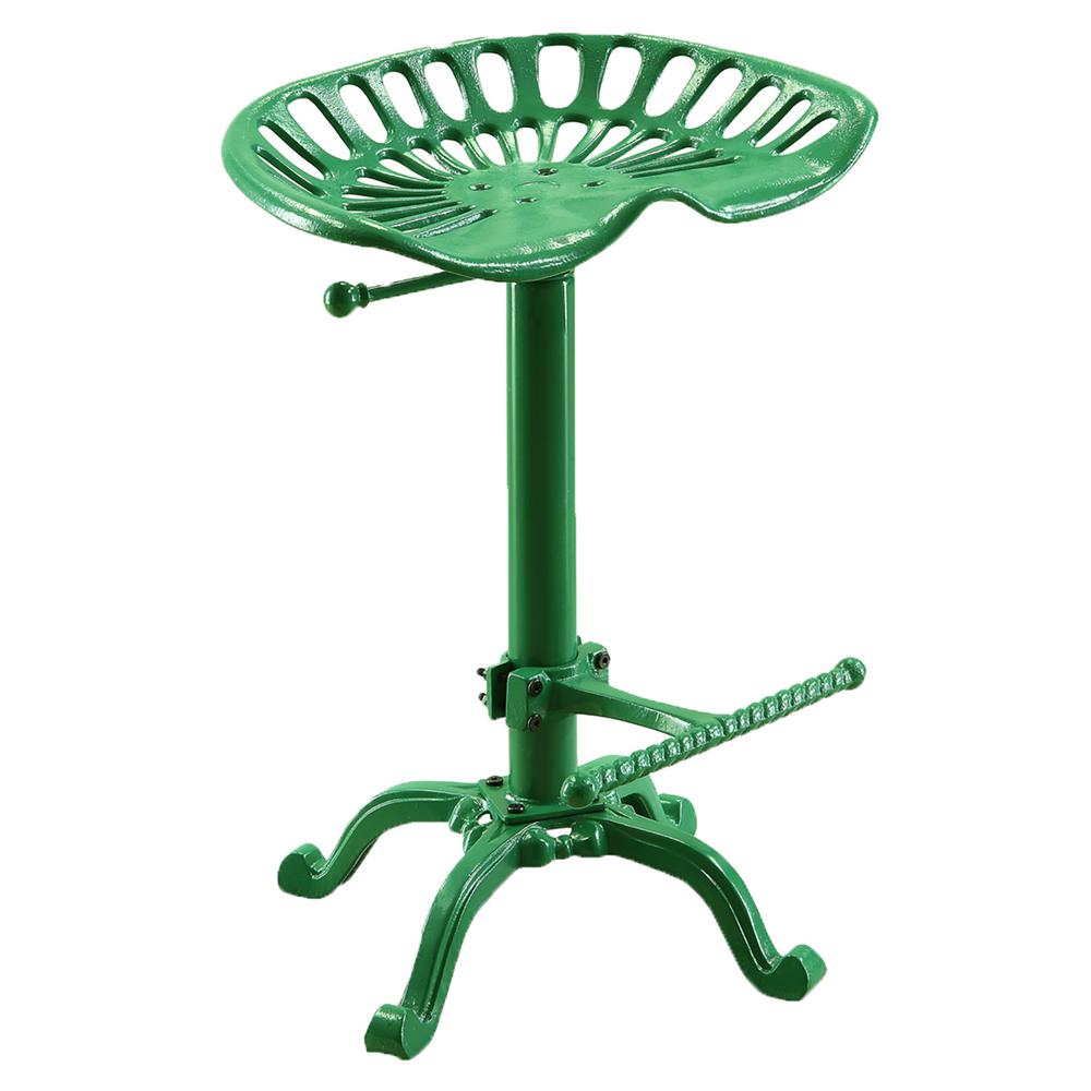 23" Green Backless Adjustable Height Bar Chair With Footrest. Picture 1