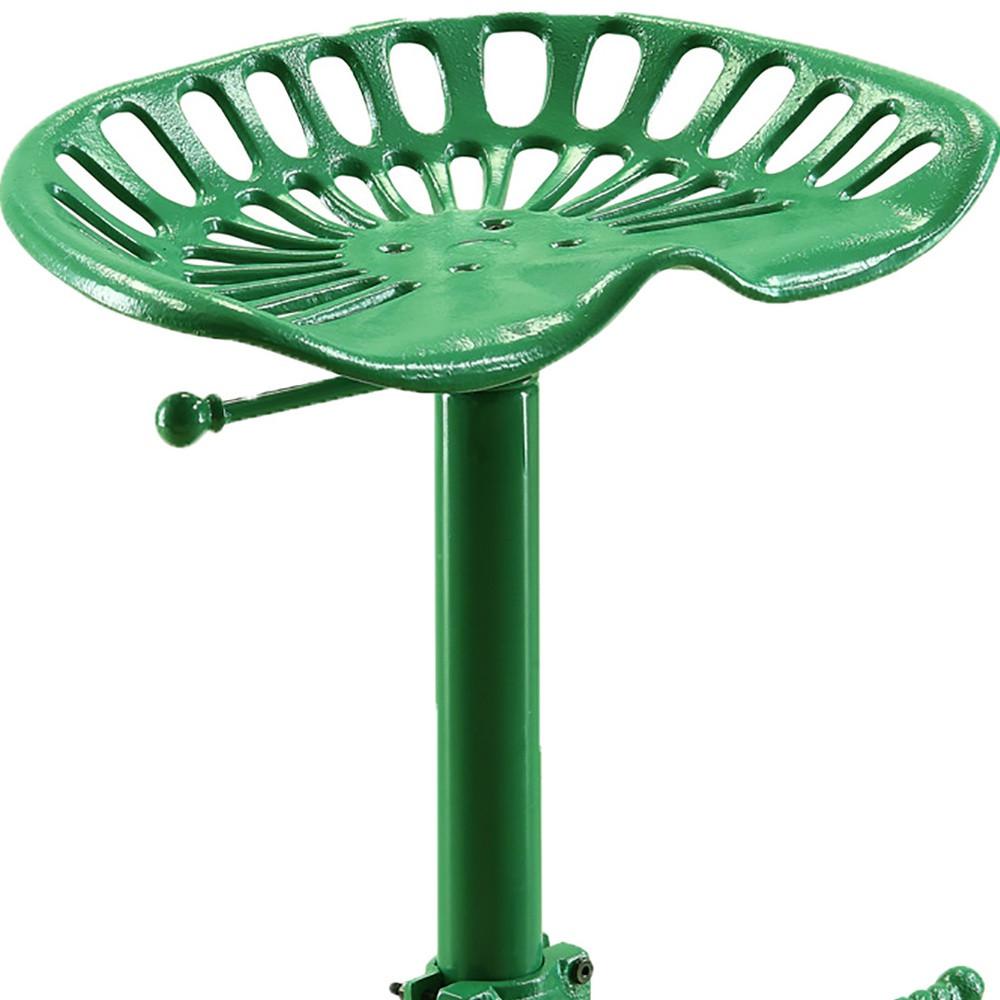 23" Green Backless Adjustable Height Bar Chair With Footrest. Picture 4