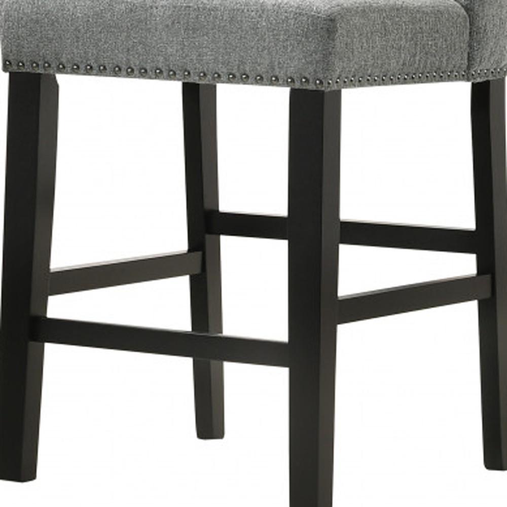Set Of Two 42" Charcoal And Espresso Solid Wood Bar Chairs With Footrest. Picture 5