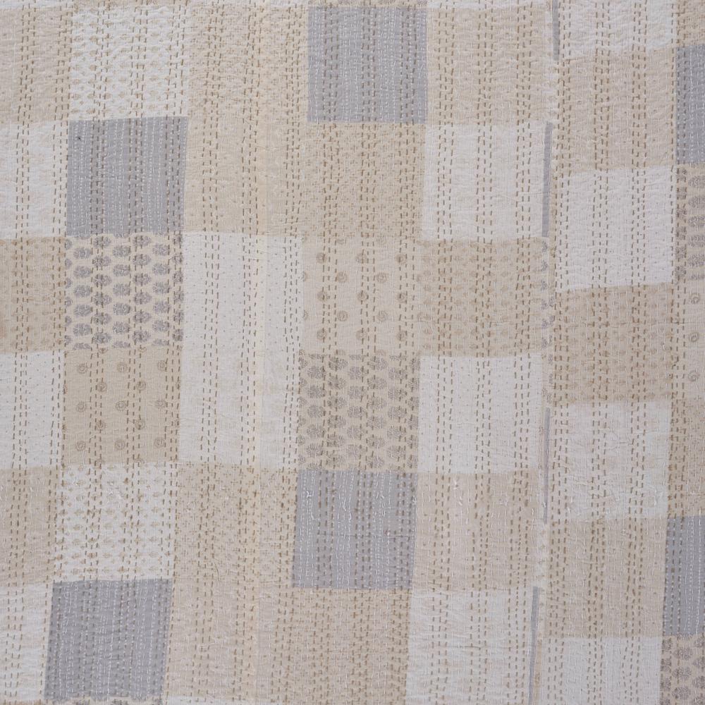 Cream Knitted Cotton Geometric Throw. Picture 7