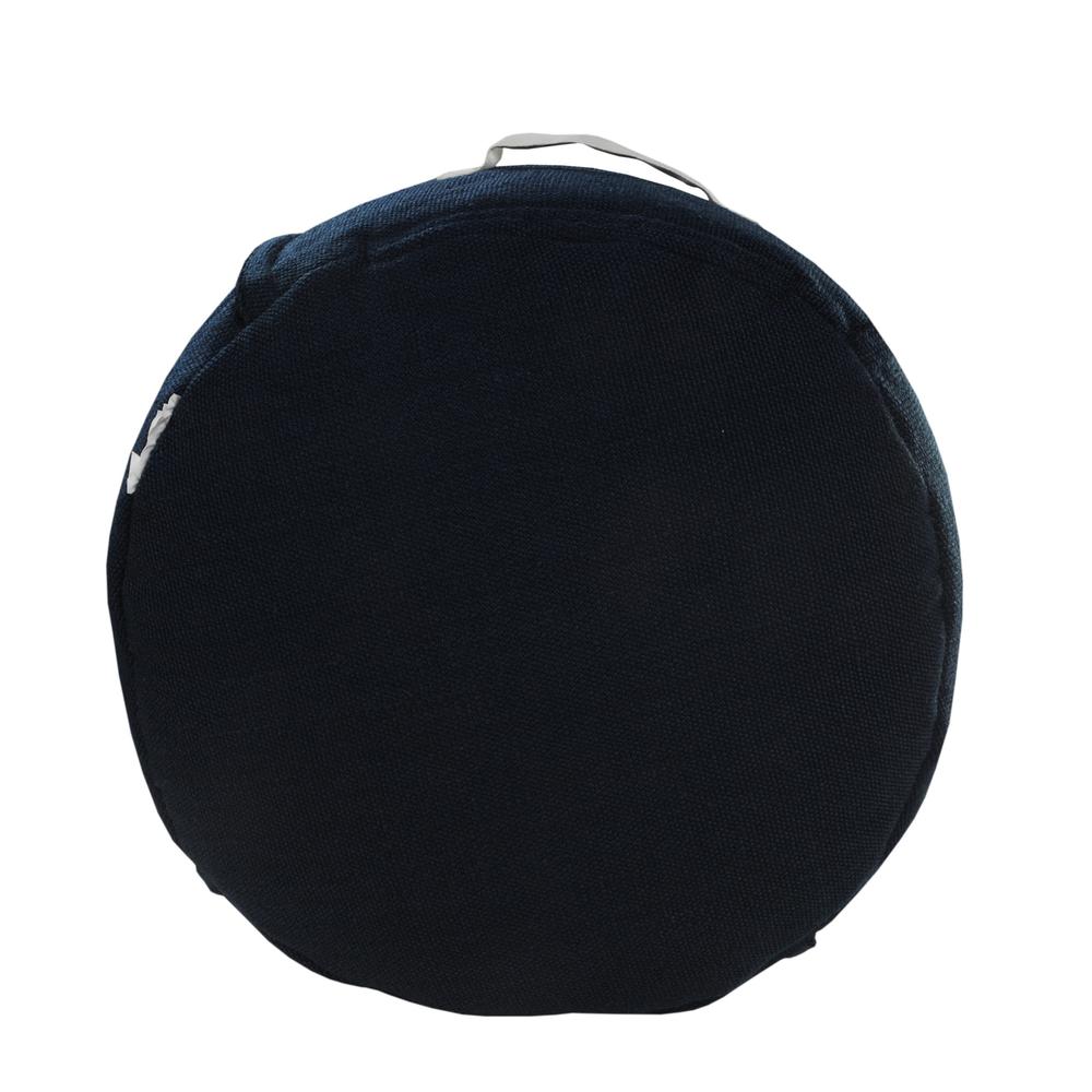 20" Blue Polyester Round Patchwork Indoor Outdoor Pouf Ottoman. Picture 5