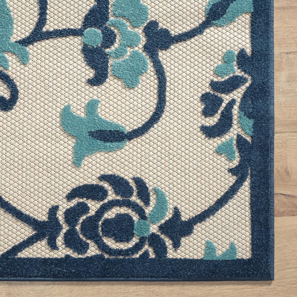 2' X 3' Blue Floral Non Skid Indoor Outdoor Area Rug. Picture 2