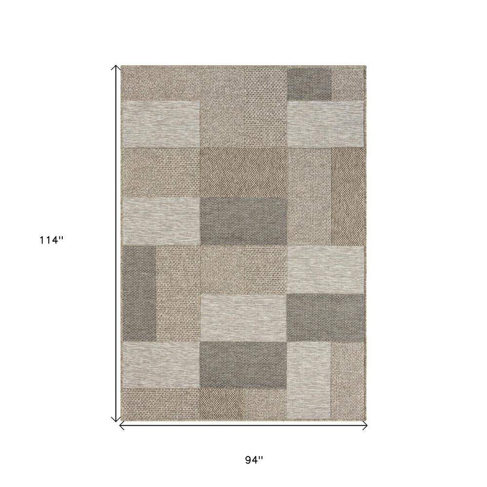 8' X 10' Gray Geometric Handmade Indoor Outdoor Area Rug. Picture 9