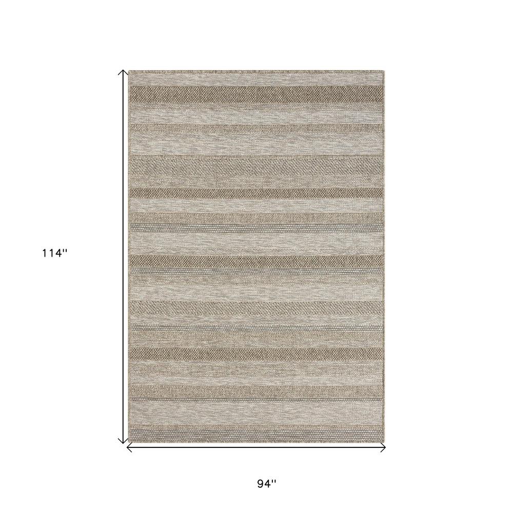 8' X 10' Gray Striped Handmade Indoor Outdoor Area Rug. Picture 7