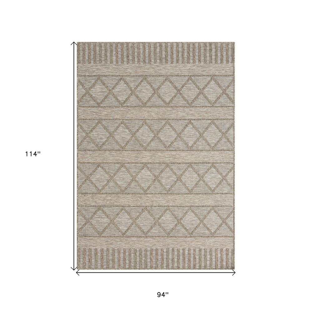 8' X 10' Gray Striped Handmade Indoor Outdoor Area Rug. Picture 8