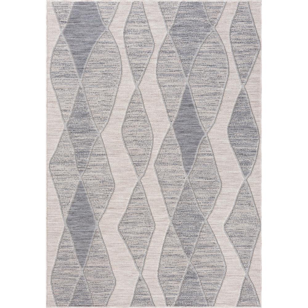 8' X 11' Blue And Gray Geometric Indoor Outdoor Area Rug. Picture 1