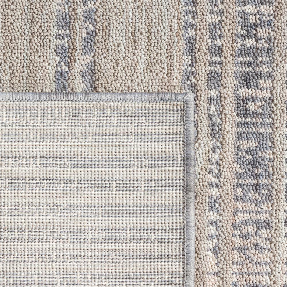 5' X 7' Ivory And Blue Striped Indoor Outdoor Area Rug. Picture 3