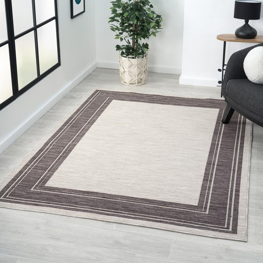 8' X 9' Gray And Ivory Indoor Outdoor Area Rug. Picture 7