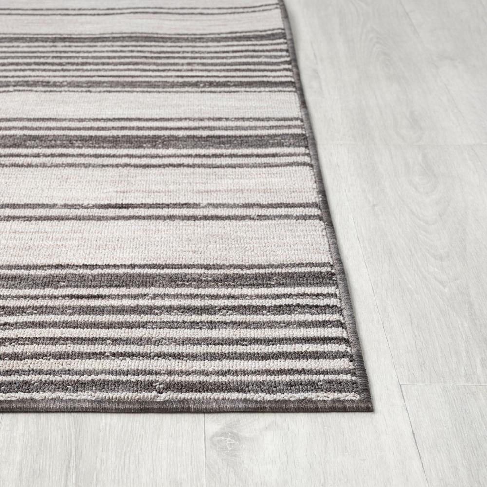 5' X 7' Gray And Ivory Striped Indoor Outdoor Area Rug. Picture 8