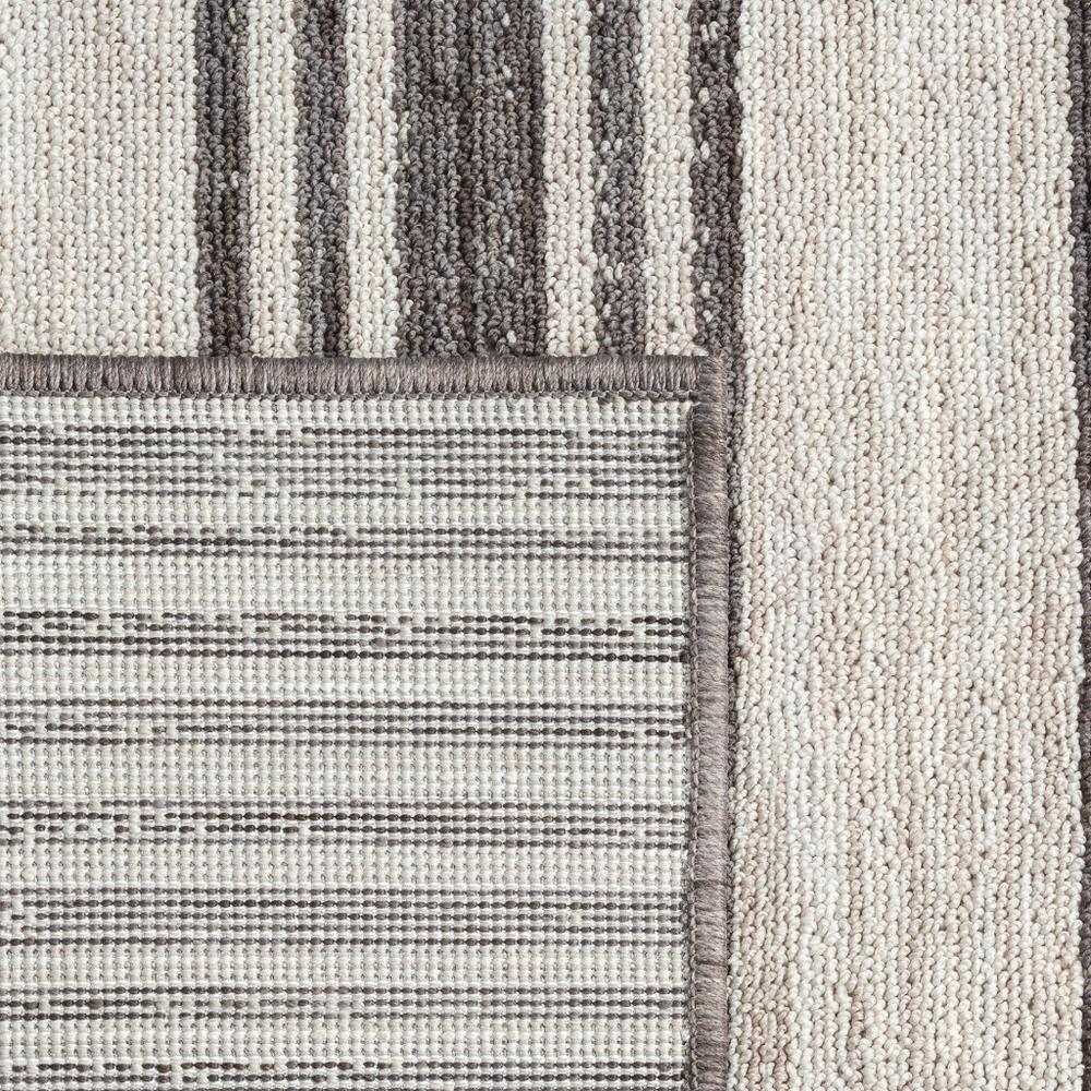 5' X 7' Gray And Ivory Striped Indoor Outdoor Area Rug. Picture 9