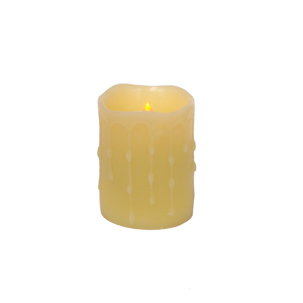 Set Of Four Yellow Flameless Pillar Candle. Picture 3