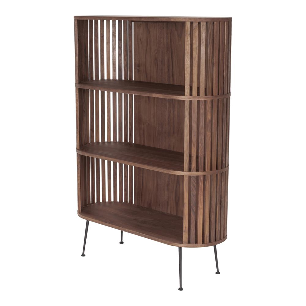 57" Walnut Wood Three Tier Standard Bookcase. Picture 2
