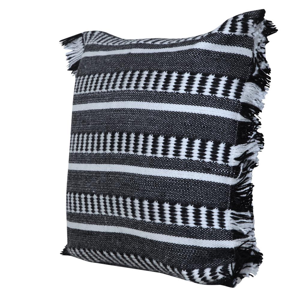 20" X 20" Black Zippered Geometric Indoor Outdoor Throw Pillow. Picture 3