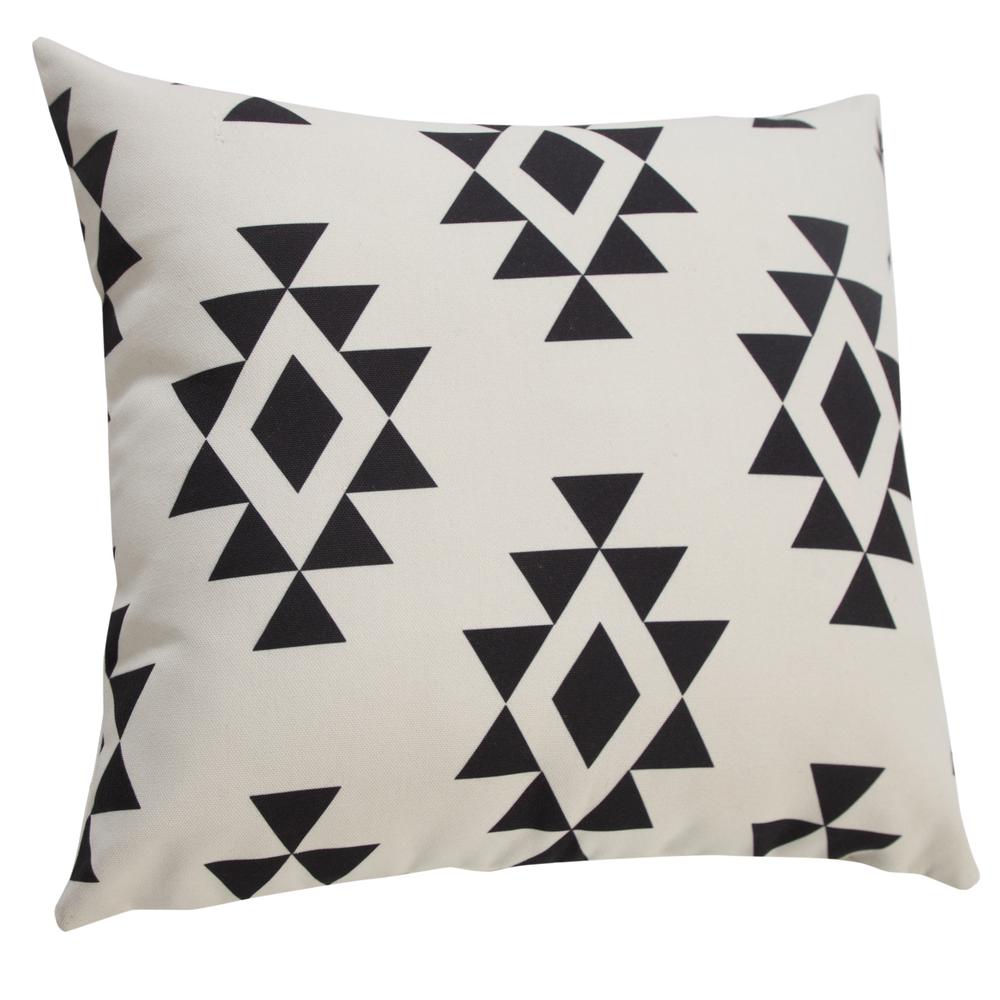 20" X 20" Black Zippered Southwestern Indoor Outdoor Throw Pillow. Picture 2